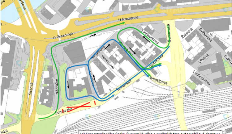 Šumavskou ulicí už neprojedete. Magistrát ji pro auta uzavře