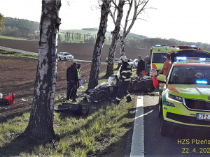 Sportovní speciál zakončil jízdu nárazem do stromu, škoda činí 4,5 milionu korun