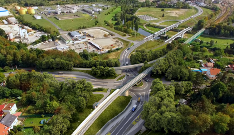 Vizualizace části východního okruhu na které se právě pracuje