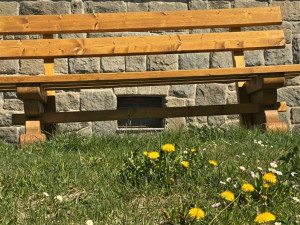 Lavičky vyrobené z kůrovcového dřeva zdobí centrum Železné Rudy