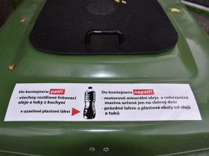 Lidé mohou využít kontejnery na použité kuchyňské tuky, zatím jde o pilotní projekt