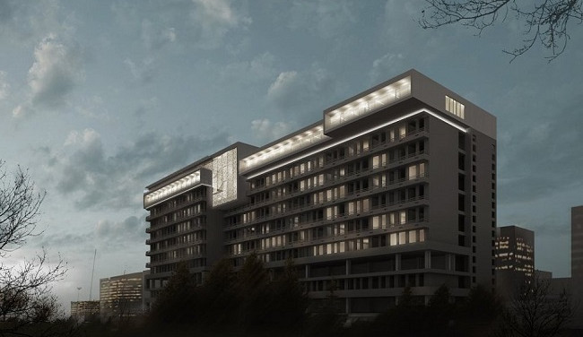 Vizualizace nástavby, která má vzniknout na střeše hemato-onkologické kliniky fakultní nemocnice v Plzni