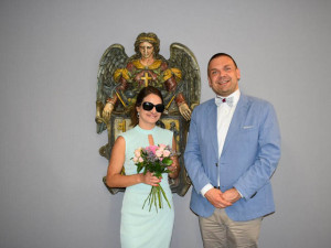 Martině Půtové gratuloval primátor Plzně Martin Baxa za získání Ceny Olgy Havlové