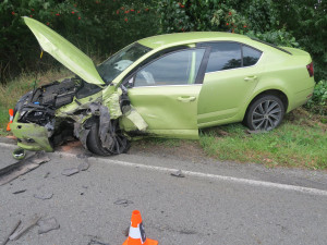 Řidič se vyhýbal ptáku na silnici, přejel do protisměru a naboural další automobil