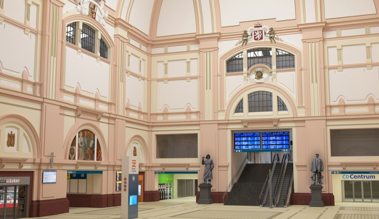 Takto bude vypadat po rekonstrukci interiér hlavní spodní haly plzeňského vlakového nádraží