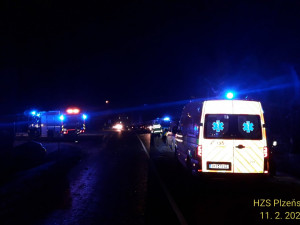 Nehoda čtyř vozů u Horní Břízy