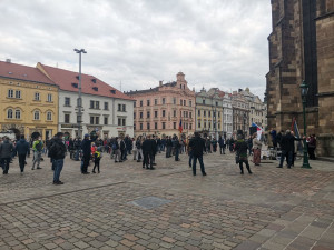 Proti politice prezidenta Miloše Zemana protestovalo v Plzni asi 200 občanů