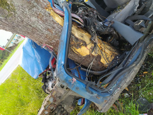 Řidič vyletěl na rovném úseku ze silnice a narazil do stromu, utrpěl těžké zranění