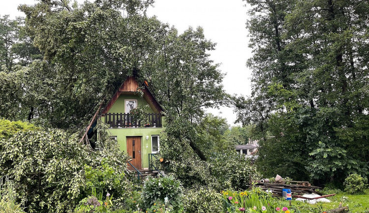 Při bouři spadlo na chalupu hned pět stromů, majitele museli vysvobodit hasiči