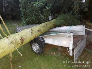 Přes Plzeňsko se večer přehnala bouřka, hasiči vyjíždějí k desítkám popadaných stromů