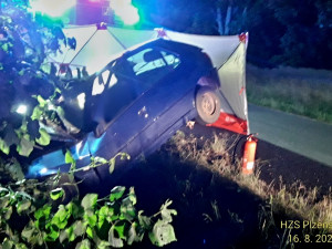 Řidič osobního auta neměl šanci, náraz do stromu jeho auto zcela sešrotoval
