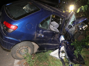 Tragédie na silnici, řidič osobního auta nepřežil náraz do stromu