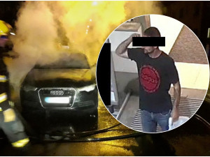 Žhář podpálil vůz Audi A6, muž ze zveřejněných snímků se policii bleskově sám přihlásil