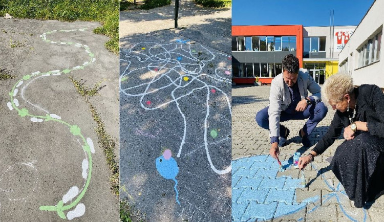 Originální skákací panáky si navrhly děti, teď se překreslují na chodníky a další prostranství