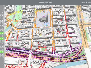 Vizualizace modelu znečištění ovzduší s 3D modelem města