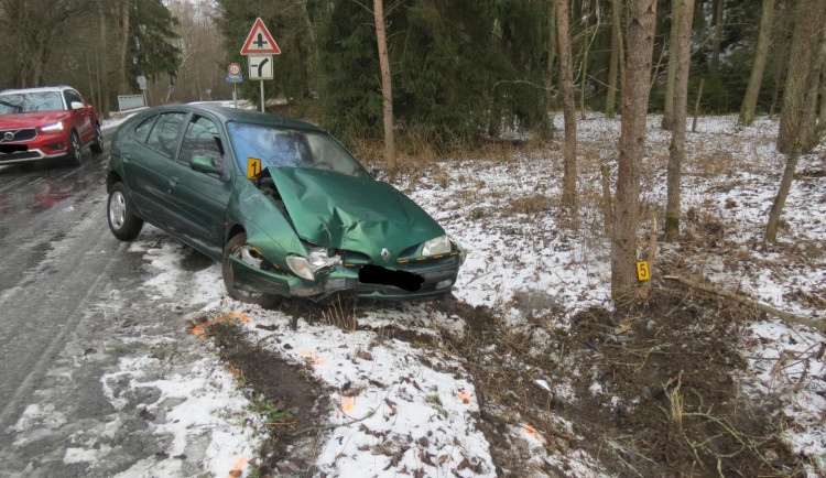 Řidička po havárii utekla od auta do lesa i se všemi svými věcmi. Po její stopě se vydal policejní pes