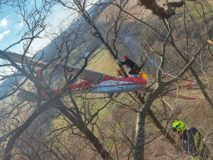 VIDEO: Pilot větroně nezvládl přistání a skončil v korunách stromů