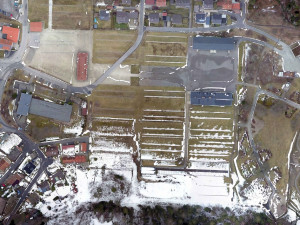 Prostor koncentračního tábore ve Flossenbürgu - snímek z dronu