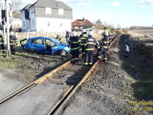 Nedělní nehoda na železničním přejezdu