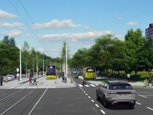 Vizualizace zastávky Sedlecká v ulici Na Chmelnicích