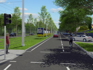 Vizualizace trati u zastávky Brněnská v ulici Na Chmelnicích