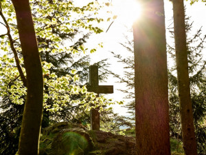 Vintířova skála poblíž Dobré Vody na Šumavě je oblíbeným turistickým cílem