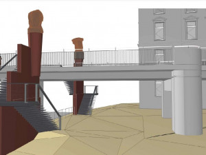 Vizualizace umístění soch na nových schodištích Rooseveltova mostu