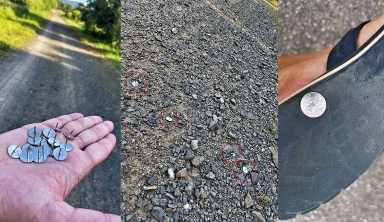 Neznámý pachatel vysypal připínáčky na frekventované šumavské cestě, ohrozil zdraví i život lidí a zvířat