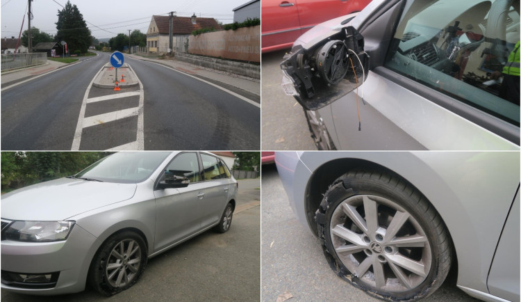 Silně opilý řidič způsobil nehodu a s proraženými pneumatikami ujel. Policistům přiznal, že vypil čtvrt litru vodky