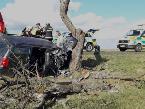 Osmnáctiletá řidička narazila do stromu a zůstala zaklíněná v autě, do nemocnice ji převezl vrtulník