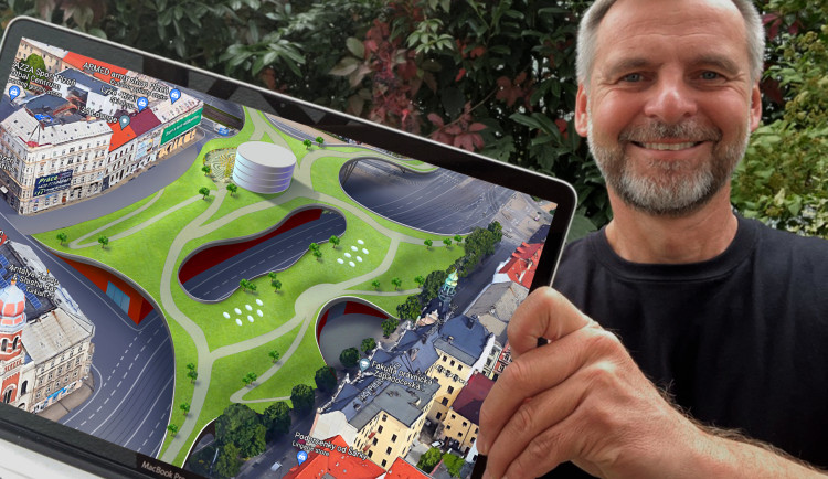 Futuristická skica možného řešení Sadů Pětatřicátníků (Autor: Pavel Bosák)