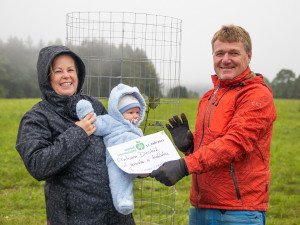 Tisíce dobrovolníků se zapojily do sázení ovocné aleje na Padrťské pláni, neodradil je ani vytrvalý déšť