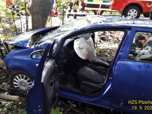 Po strašlivém nárazu do stromu se z auta vytrhl motor a odletěl 15 metrů. Dva cizinci utrpěli těžká zranění