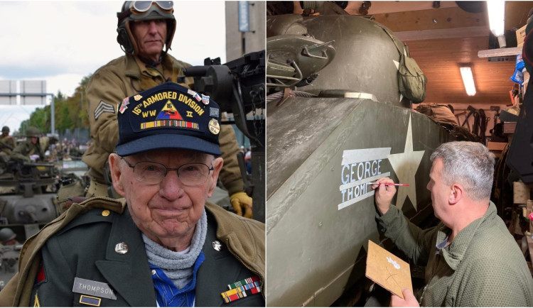 War veteran George Thompson celebrates his 98th birthday, military history club names tank after him