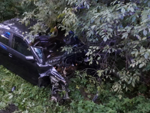 Při hrozivě vyhlížející nehodě vozu značky Audi vyletěl ven motor, jedna žena utrpěla těžké zranění