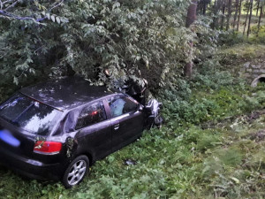 Při hrozivě vyhlížející nehodě vozu značky Audi vyletěl ven motor, jedna žena utrpěla těžké zranění