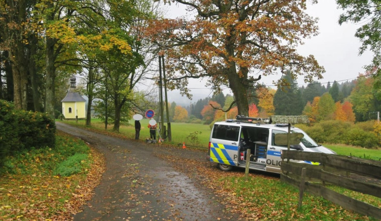 Neznámý řidič náklaďáku se dřevem zpřetrhal telefonní vedení, zdemoloval dva sloupy, jednu značku a ujel