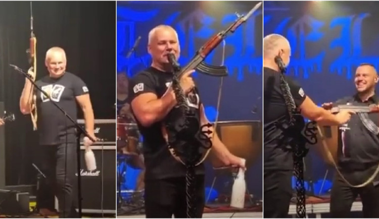 VIDEO: Kajínka prověřuje policie, při plzeňském koncertu skupiny Ortel mával na pódiu samopalem