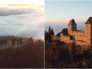 VIDEO: Inverzní počasí nabízí na Šumavě úchvatné scenérie, hrad Kašperk vypadá jako z pohádky