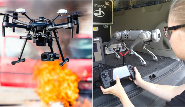 Moderní technologie pomáhají záchranářům, hasičům i policistům, využívají drony i robotického psa
