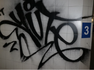 Zběsilý sprejer řádil v okolí vlakového nádraží. Nápisy nastříkal na dveře vagonu, na zdi, na dlažbu i na galerii