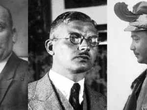 Na reliéfu není zcela jistě vyobrazen ani jeden z těchto rakouských politiků. Zleva Wilhelm Miklas, Kurt_Schuschnigg a Engelbert Dollfuss