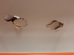 Vandal poničil na dvou místech dvě tramvaje. Do stropních panelů prorazil díry a způsobil škodu za 100 000 Kč