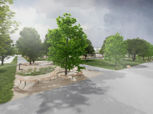 Vizualizace revitalizace louky za 7. základní školou na Vinicích