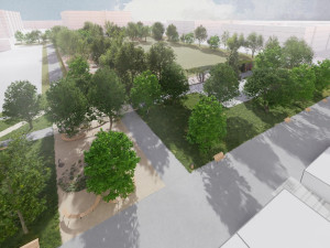 Vizualizace revitalizace louky za 7. základní školou na Vinicích