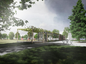 Vizualizace revitalizace louky za 7. základní školou na Vinicích