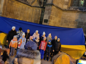 Skromná akce na náměstí v Plzni připomněla rok trvající válku na Ukrajině
