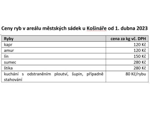 Městské sádky nabídnou velikonoční prodej ryb, podle tradic se právě ryba servírovala jako postní jídlo