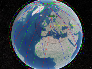 Animace dráhy satelitů VZLUSAT-1 nad komunikační stanicí v Plzni, foto: ZČU