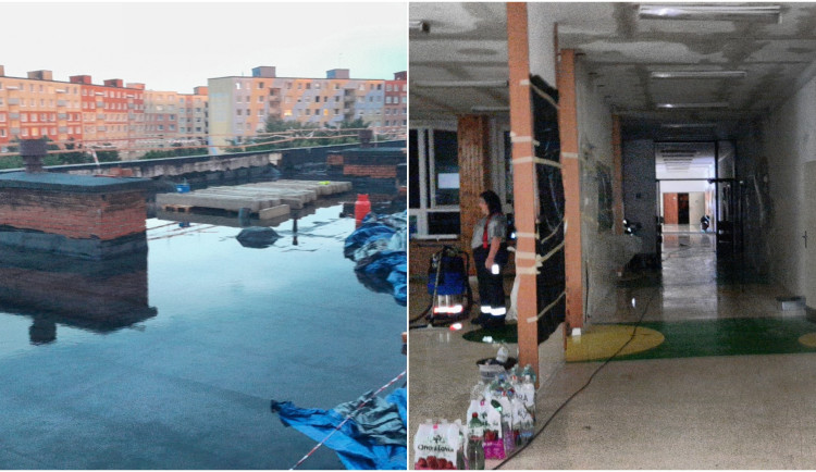 Vydatné deště vytopily objekt základní školy, kde probíhala rekonstrukce. Voda se prohnala třemi patry i tělocvičnou